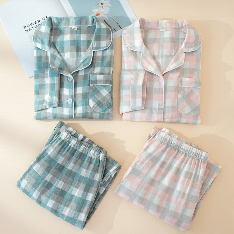 Pure cotton pajamas long sleeves trousers loungewear set