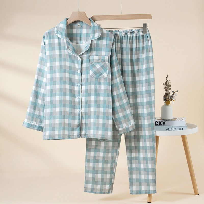 Pure cotton pajamas long sleeves trousers loungewear set