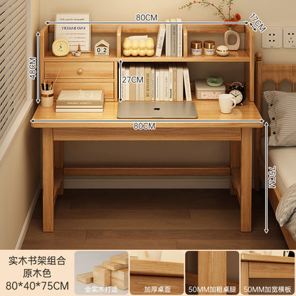 Solid wood desk thickened desktop home office desk and chair workbench rectangular bedroom computer table simple desk