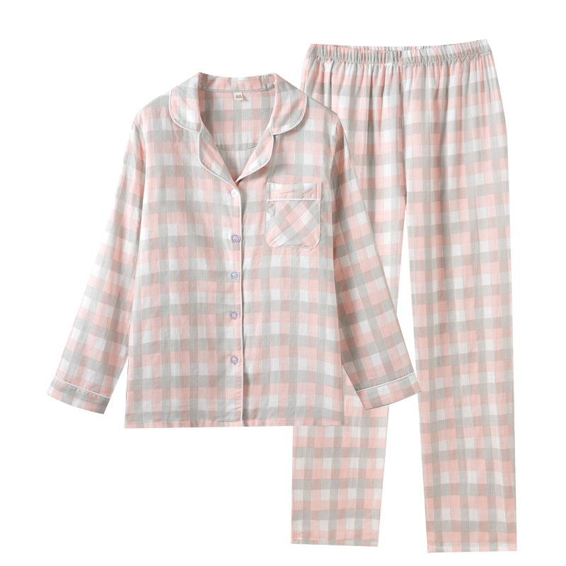 Pure cotton pajamas long sleeves trousers loungewear set
