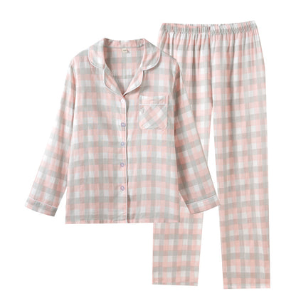 Pure cotton pajamas long sleeves trousers loungewear set