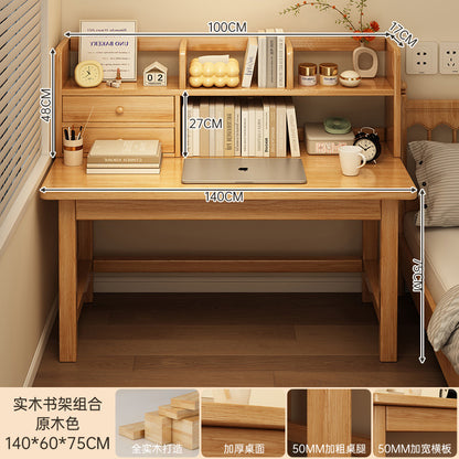 Solid wood desk thickened desktop home office desk and chair workbench rectangular bedroom computer table simple desk