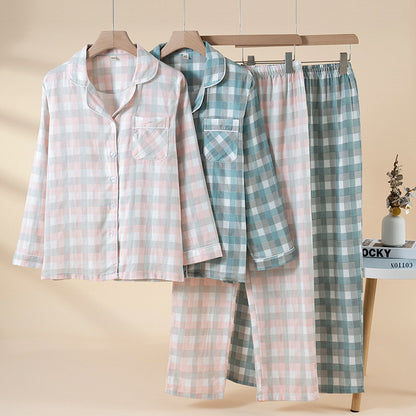 Pure cotton pajamas long sleeves trousers loungewear set